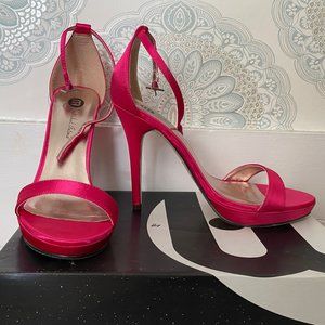 Pink Satin Strappy Heels